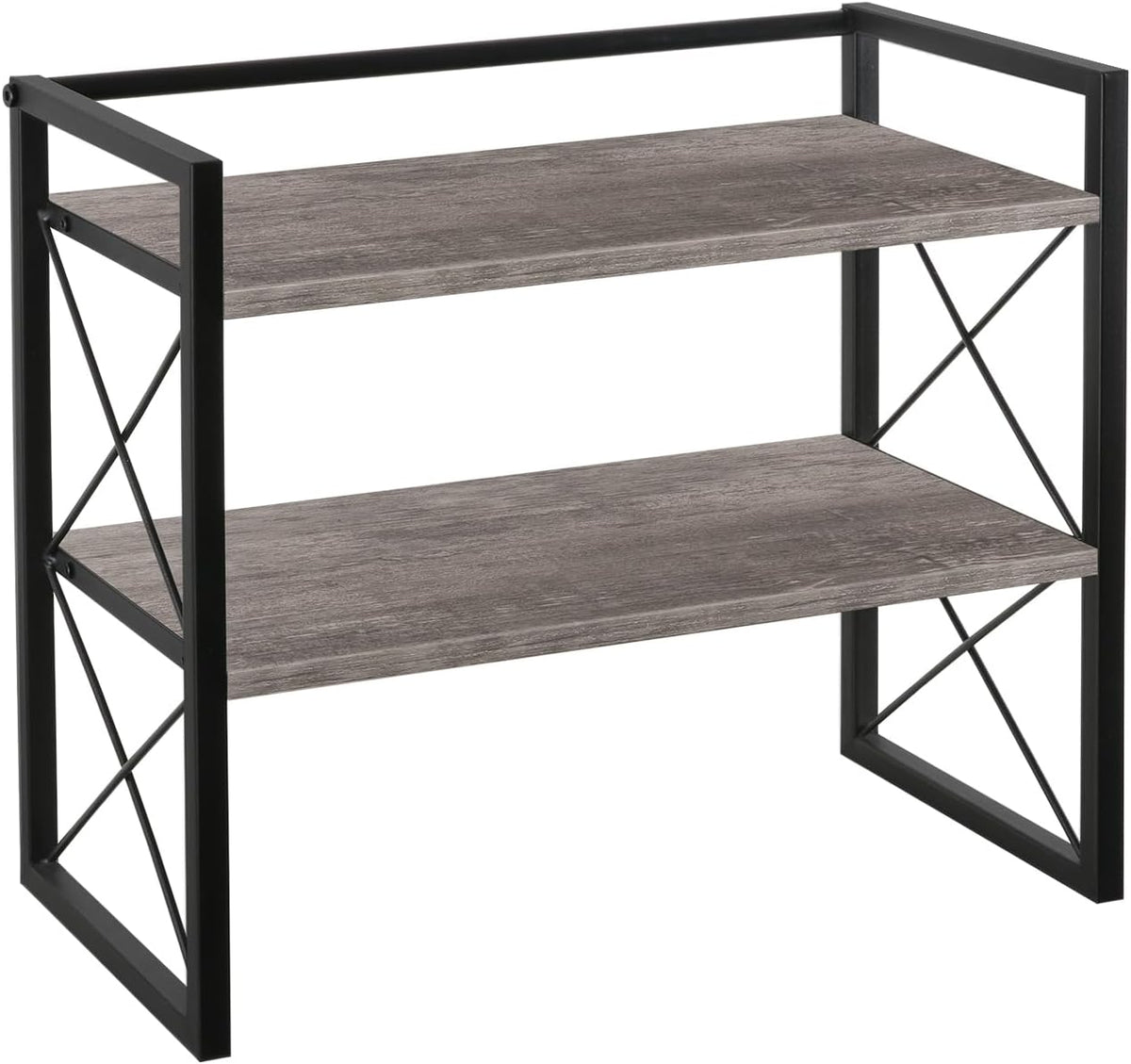 Desktop Shelf Organizer, 2 Tier Office Shelves, Wood Desk Organizer Storage Rack and Freestanding Display Shelf for Office, Dormitory, Home