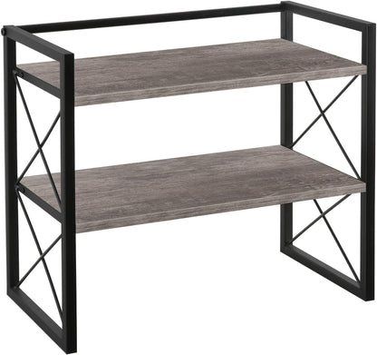 Desktop Shelf Organizer, 2 Tier Office Shelves, Wood Desk Organizer Storage Rack and Freestanding Display Shelf for Office, Dormitory, Home