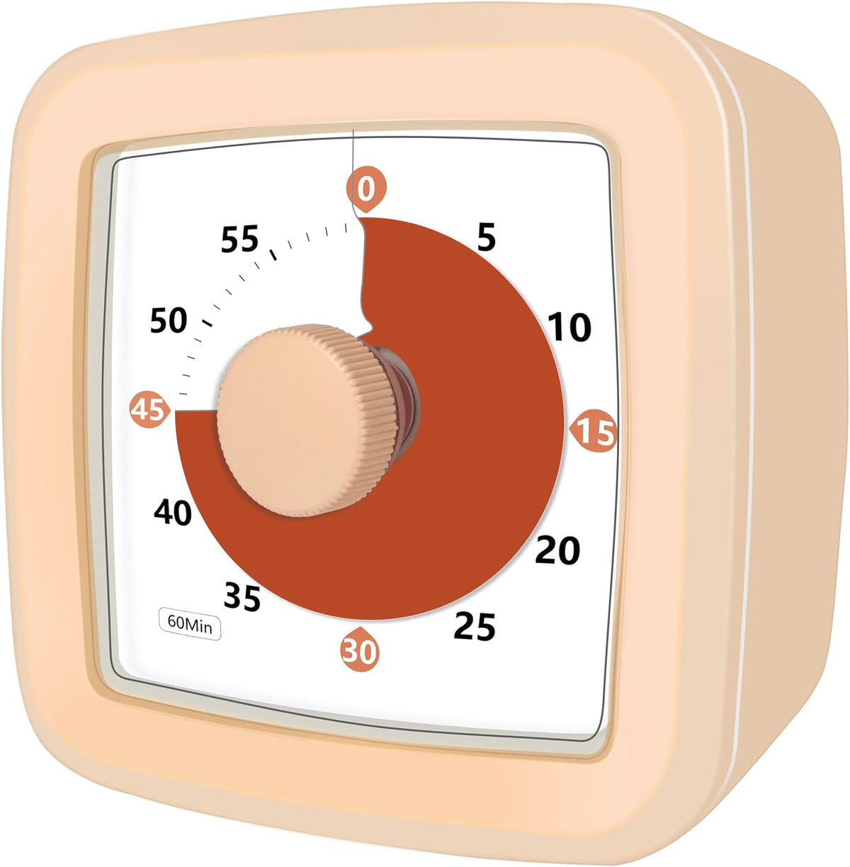 Visual Timer, 60 Minute Timer Silent Countdown Clock for Kids Homework, Classroom Time Management, Kitchen Timer for Cooking, No Ticking Mini Desk Timer for Adults Pomodoro Teachers, Orange