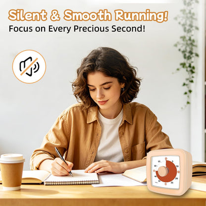 Visual Timer, 60 Minute Timer Silent Countdown Clock for Kids Homework, Classroom Time Management, Kitchen Timer for Cooking, No Ticking Mini Desk Timer for Adults Pomodoro Teachers, Orange