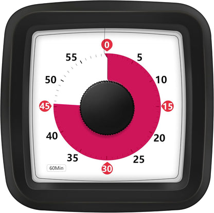 Visual Timer, 60 Minute Timer Silent Countdown Clock for Kids Homework, Classroom Time Management, Kitchen Timer for Cooking, No Ticking Mini Desk Timer for Adults Pomodoro Teachers, Orange
