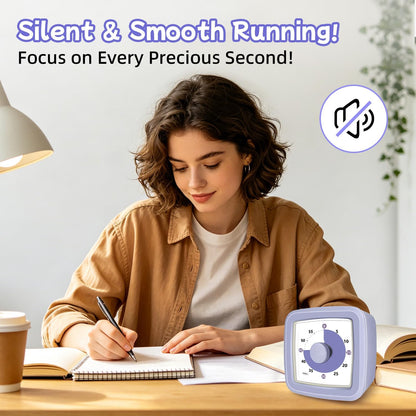 Visual Timer, 60 Minute Timer Silent Countdown Clock for Kids Homework, Classroom Time Management, Kitchen Timer for Cooking, No Ticking Mini Desk Timer for Adults Pomodoro Teachers, Orange