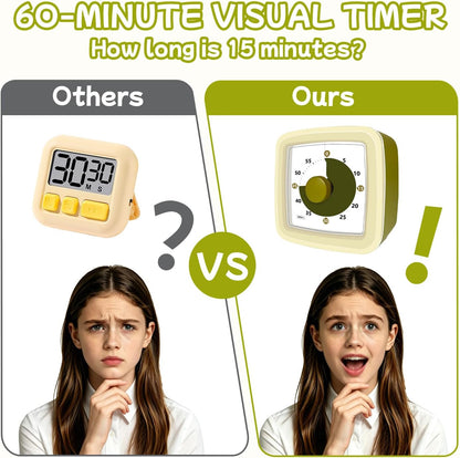 Visual Timer, 60 Minute Timer Silent Countdown Clock for Kids Homework, Classroom Time Management, Kitchen Timer for Cooking, No Ticking Mini Desk Timer for Adults Pomodoro Teachers, Orange