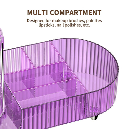 Makeup Organizer Countertop for Vanity, Rotating Perfume Tray with 5-compartment Cosmetic and Skincare Organizers, Multi-Purpose Desk Storage Makeup Brush Holder for Bathroom Bedroom Counter