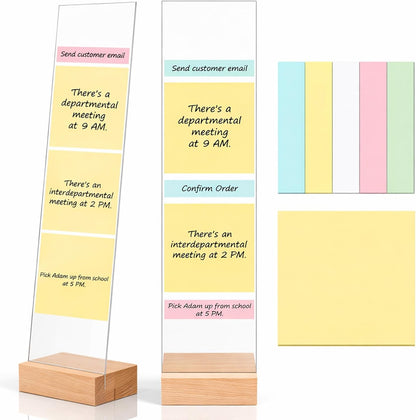 2PCS Monitor Memo Board, Acrylic Monitor Sticky Note Holder for Computer Screen Message Board Holder for Desk Clear Sticky Notes Organizer Portable Desktop Memo Attachment Laptop Office Accessories