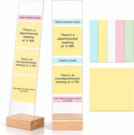 2PCS Monitor Memo Board, Acrylic Monitor Sticky Note Holder for Computer Screen Message Board Holder for Desk Clear Sticky Notes Organizer Portable Desktop Memo Attachment Laptop Office Accessories