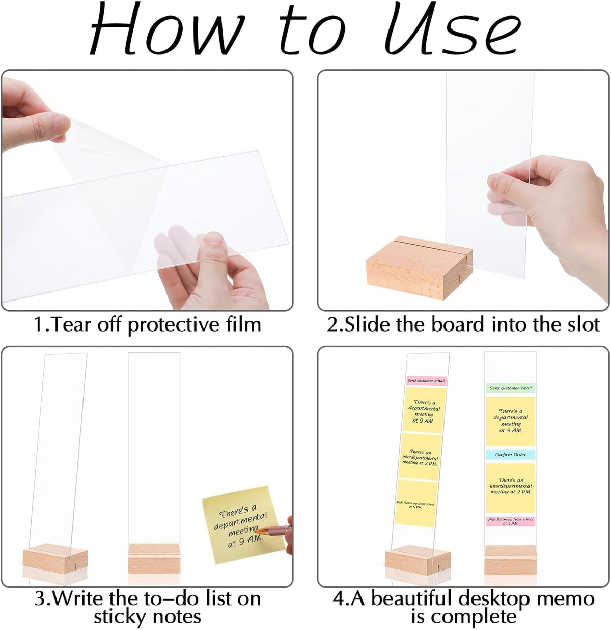 2PCS Monitor Memo Board, Acrylic Monitor Sticky Note Holder for Computer Screen Message Board Holder for Desk Clear Sticky Notes Organizer Portable Desktop Memo Attachment Laptop Office Accessories