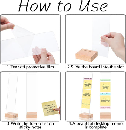 2PCS Monitor Memo Board, Acrylic Monitor Sticky Note Holder for Computer Screen Message Board Holder for Desk Clear Sticky Notes Organizer Portable Desktop Memo Attachment Laptop Office Accessories