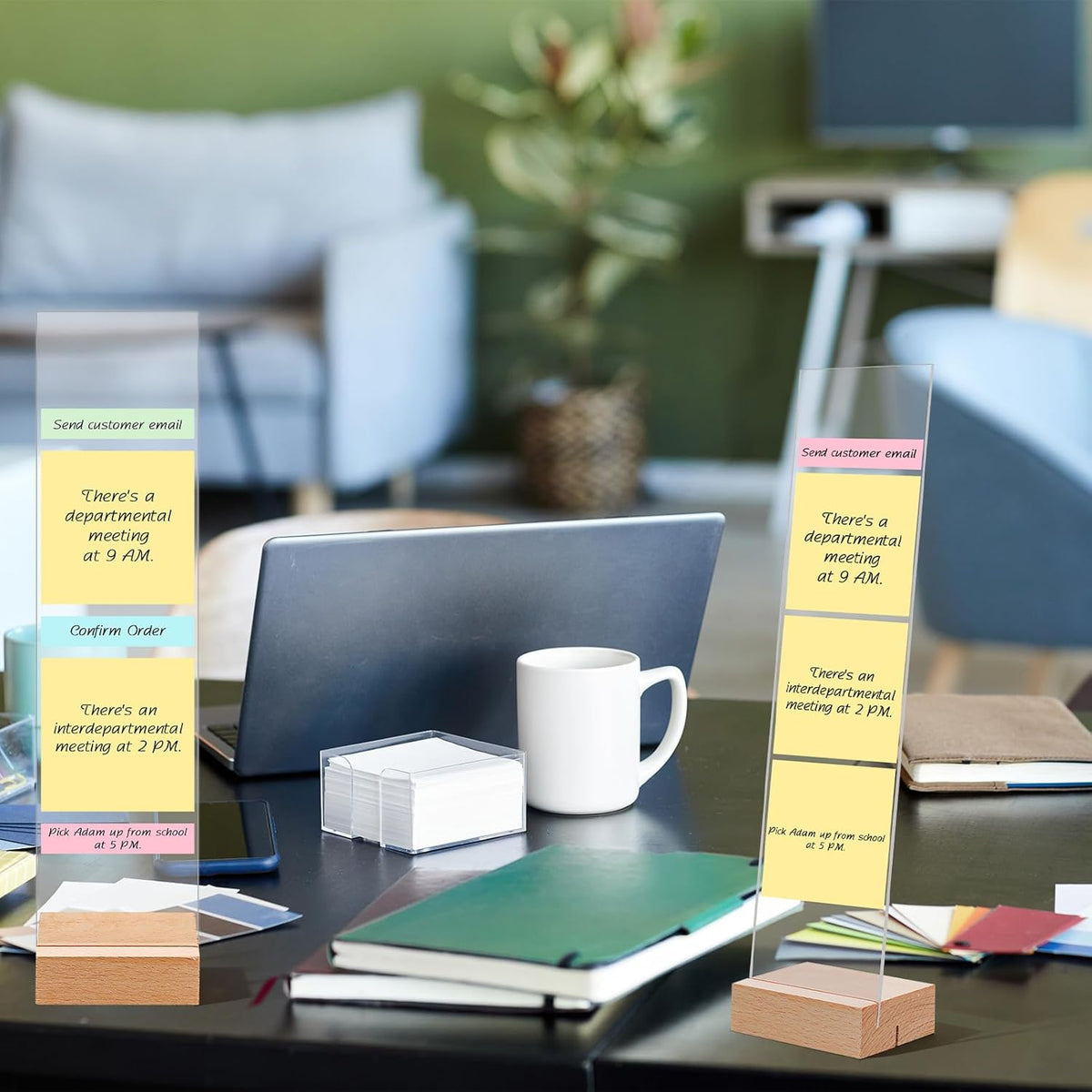 2PCS Monitor Memo Board, Acrylic Monitor Sticky Note Holder for Computer Screen Message Board Holder for Desk Clear Sticky Notes Organizer Portable Desktop Memo Attachment Laptop Office Accessories