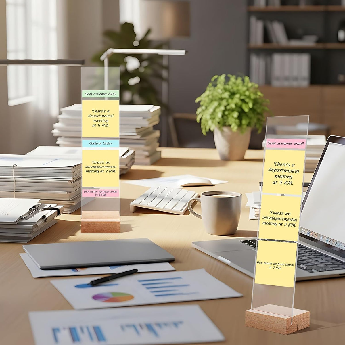 2PCS Monitor Memo Board, Acrylic Monitor Sticky Note Holder for Computer Screen Message Board Holder for Desk Clear Sticky Notes Organizer Portable Desktop Memo Attachment Laptop Office Accessories