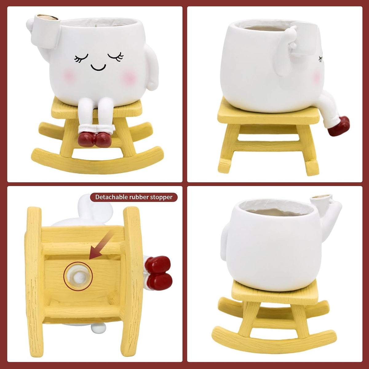 Rocking Chair Cute Face Planter Pot, Unique Succulent Plant Pots