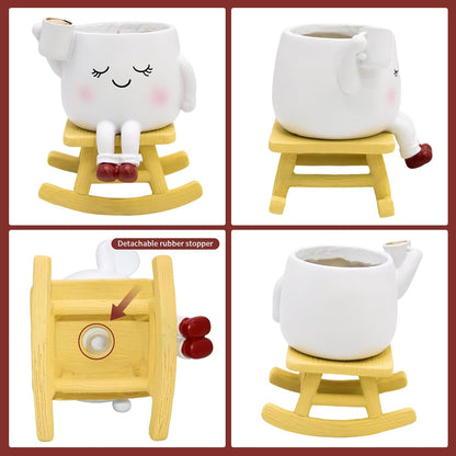 Rocking Chair Cute Face Planter Pot, Unique Succulent Plant Pots