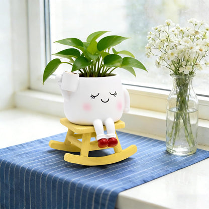 Rocking Chair Cute Face Planter Pot, Unique Succulent Plant Pots