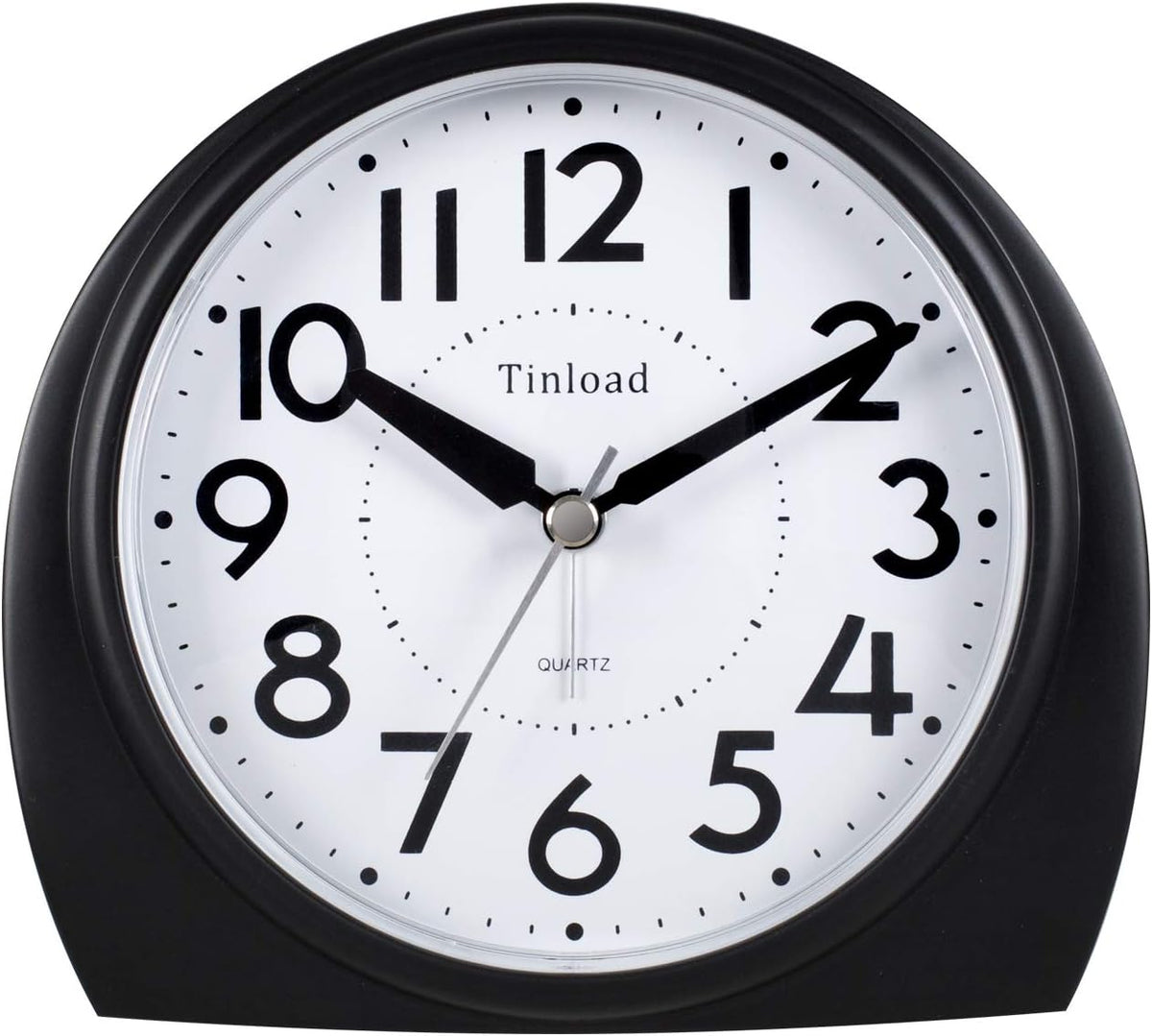 5.5" Large Analog Alarm Clock Silent Non Ticking, Gentle Wake, Beep Sounds, Increasing Volume, Battery Operated Snooze and Manual Light, Easy Set, Black (Best for Elder)