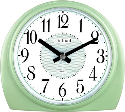 5.5" Large Analog Alarm Clock Silent Non Ticking, Gentle Wake, Beep Sounds, Increasing Volume, Battery Operated Snooze and Manual Light, Easy Set, Black (Best for Elder)