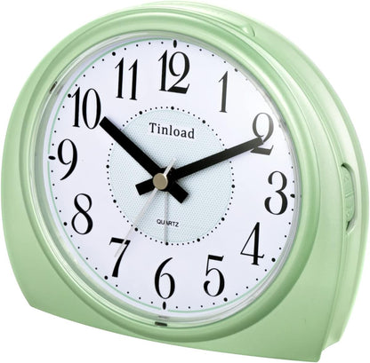 5.5" Large Analog Alarm Clock Silent Non Ticking, Gentle Wake, Beep Sounds, Increasing Volume, Battery Operated Snooze and Manual Light, Easy Set, Black (Best for Elder)