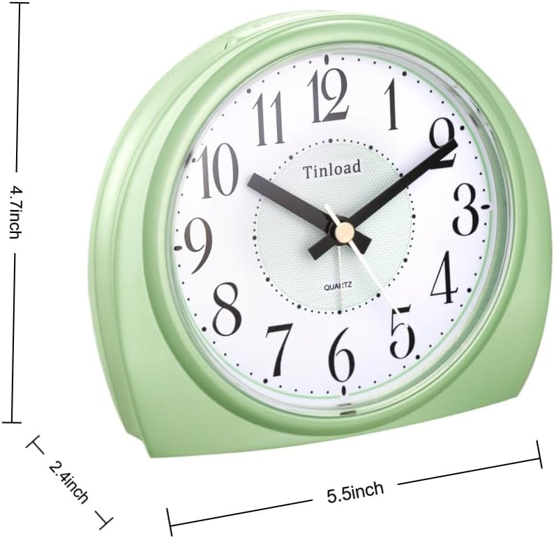 5.5" Large Analog Alarm Clock Silent Non Ticking, Gentle Wake, Beep Sounds, Increasing Volume, Battery Operated Snooze and Manual Light, Easy Set, Black (Best for Elder)