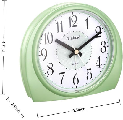 5.5" Large Analog Alarm Clock Silent Non Ticking, Gentle Wake, Beep Sounds, Increasing Volume, Battery Operated Snooze and Manual Light, Easy Set, Black (Best for Elder)