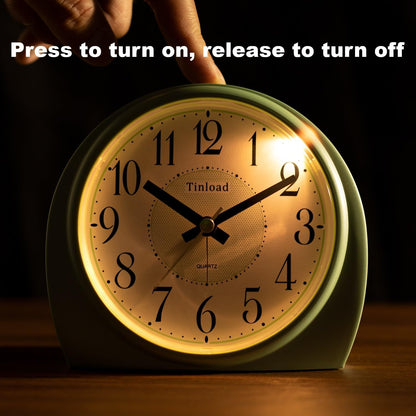 5.5" Large Analog Alarm Clock Silent Non Ticking, Gentle Wake, Beep Sounds, Increasing Volume, Battery Operated Snooze and Manual Light, Easy Set, Black (Best for Elder)