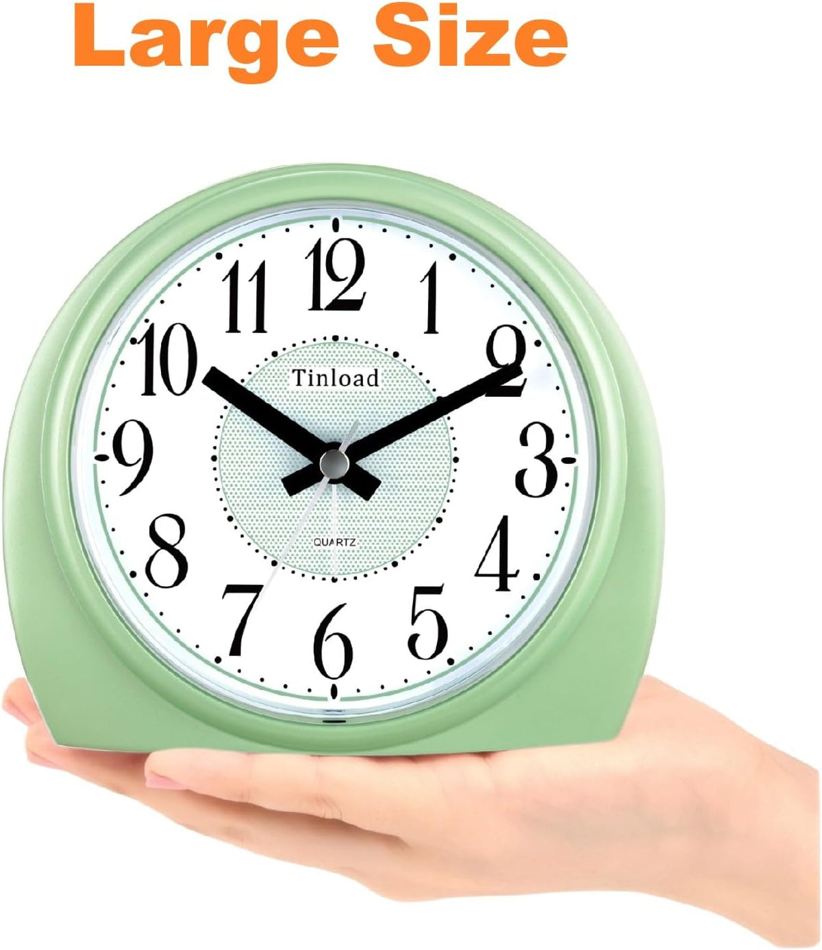 5.5" Large Analog Alarm Clock Silent Non Ticking, Gentle Wake, Beep Sounds, Increasing Volume, Battery Operated Snooze and Manual Light, Easy Set, Black (Best for Elder)