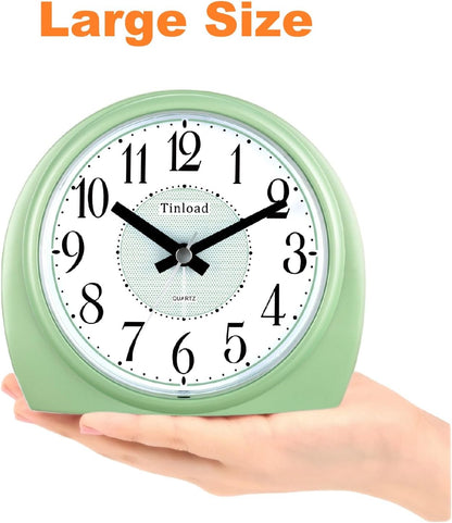 5.5" Large Analog Alarm Clock Silent Non Ticking, Gentle Wake, Beep Sounds, Increasing Volume, Battery Operated Snooze and Manual Light, Easy Set, Black (Best for Elder)