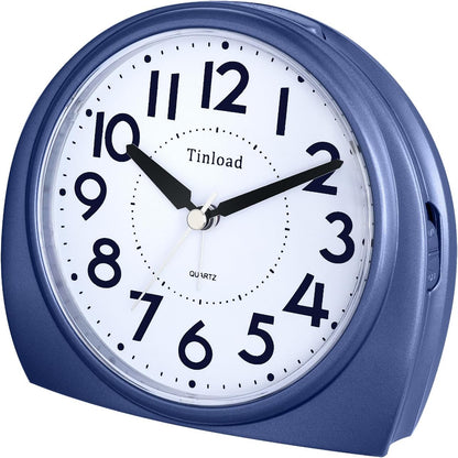 5.5" Large Analog Alarm Clock Silent Non Ticking, Gentle Wake, Beep Sounds, Increasing Volume, Battery Operated Snooze and Manual Light, Easy Set, Black (Best for Elder)