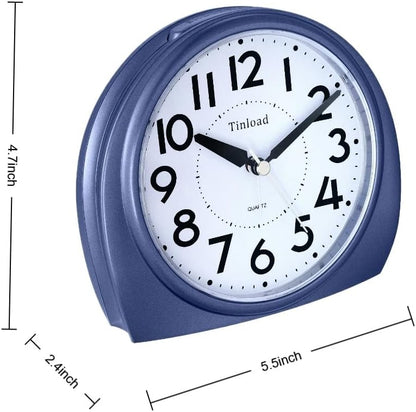 5.5" Large Analog Alarm Clock Silent Non Ticking, Gentle Wake, Beep Sounds, Increasing Volume, Battery Operated Snooze and Manual Light, Easy Set, Black (Best for Elder)
