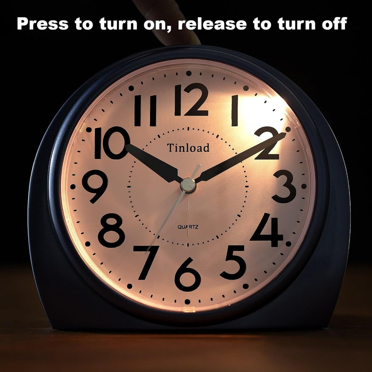 5.5" Large Analog Alarm Clock Silent Non Ticking, Gentle Wake, Beep Sounds, Increasing Volume, Battery Operated Snooze and Manual Light, Easy Set, Black (Best for Elder)