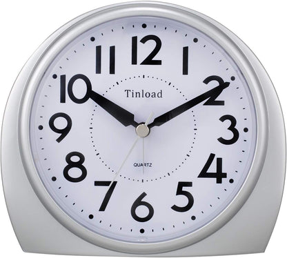 5.5" Large Analog Alarm Clock Silent Non Ticking, Gentle Wake, Beep Sounds, Increasing Volume, Battery Operated Snooze and Manual Light, Easy Set, Black (Best for Elder)