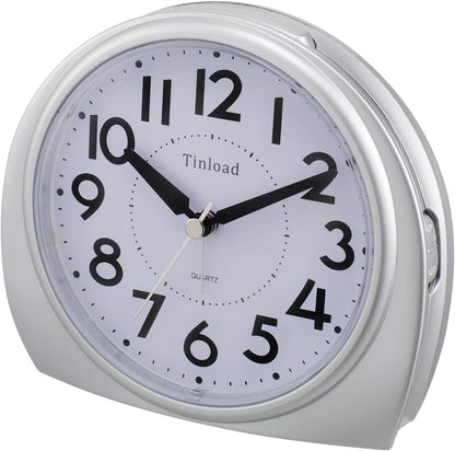 5.5" Large Analog Alarm Clock Silent Non Ticking, Gentle Wake, Beep Sounds, Increasing Volume, Battery Operated Snooze and Manual Light, Easy Set, Black (Best for Elder)