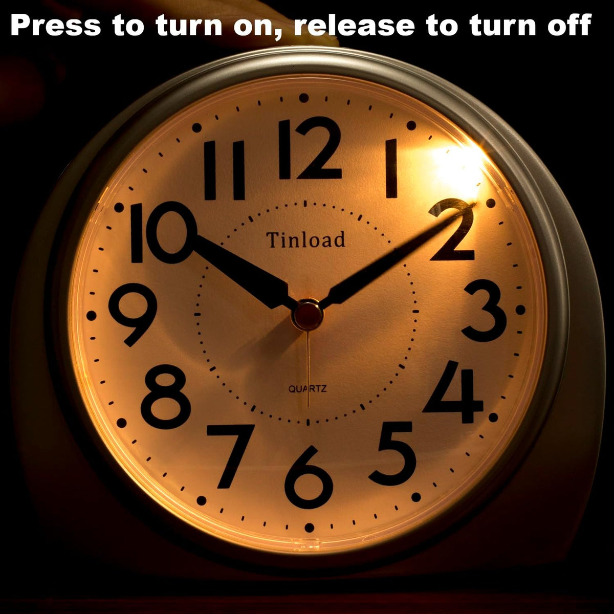 5.5" Large Analog Alarm Clock Silent Non Ticking, Gentle Wake, Beep Sounds, Increasing Volume, Battery Operated Snooze and Manual Light, Easy Set, Black (Best for Elder)