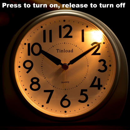 5.5" Large Analog Alarm Clock Silent Non Ticking, Gentle Wake, Beep Sounds, Increasing Volume, Battery Operated Snooze and Manual Light, Easy Set, Black (Best for Elder)