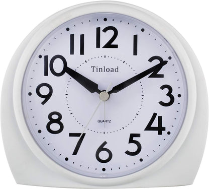 5.5" Large Analog Alarm Clock Silent Non Ticking, Gentle Wake, Beep Sounds, Increasing Volume, Battery Operated Snooze and Manual Light, Easy Set, Black (Best for Elder)