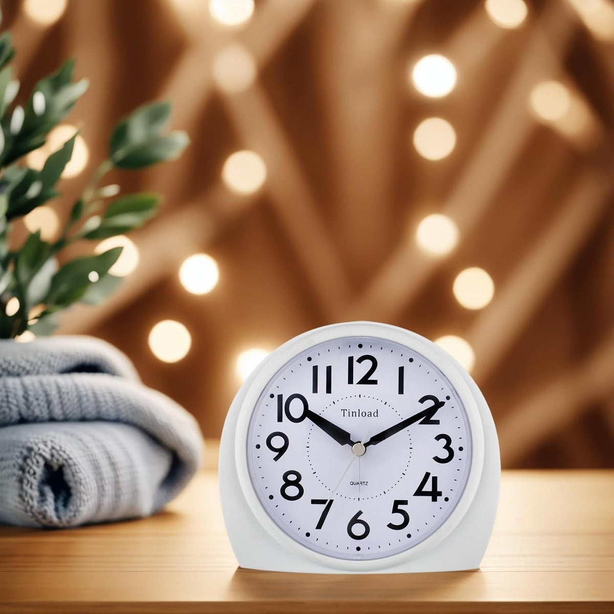 5.5" Large Analog Alarm Clock Silent Non Ticking, Gentle Wake, Beep Sounds, Increasing Volume, Battery Operated Snooze and Manual Light, Easy Set, Black (Best for Elder)
