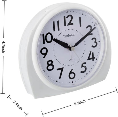5.5" Large Analog Alarm Clock Silent Non Ticking, Gentle Wake, Beep Sounds, Increasing Volume, Battery Operated Snooze and Manual Light, Easy Set, Black (Best for Elder)
