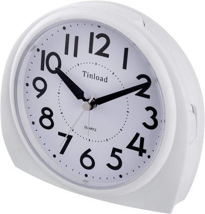 5.5" Large Analog Alarm Clock Silent Non Ticking, Gentle Wake, Beep Sounds, Increasing Volume, Battery Operated Snooze and Manual Light, Easy Set, Black (Best for Elder)