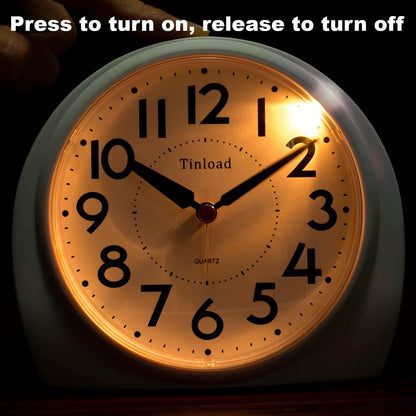 5.5" Large Analog Alarm Clock Silent Non Ticking, Gentle Wake, Beep Sounds, Increasing Volume, Battery Operated Snooze and Manual Light, Easy Set, Black (Best for Elder)