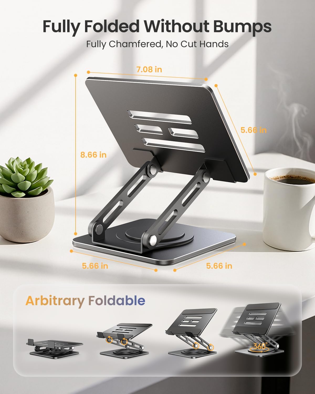 Adjustable Tablet Stand, 360 Rotating iPad Stand with Heavy-Duty Base