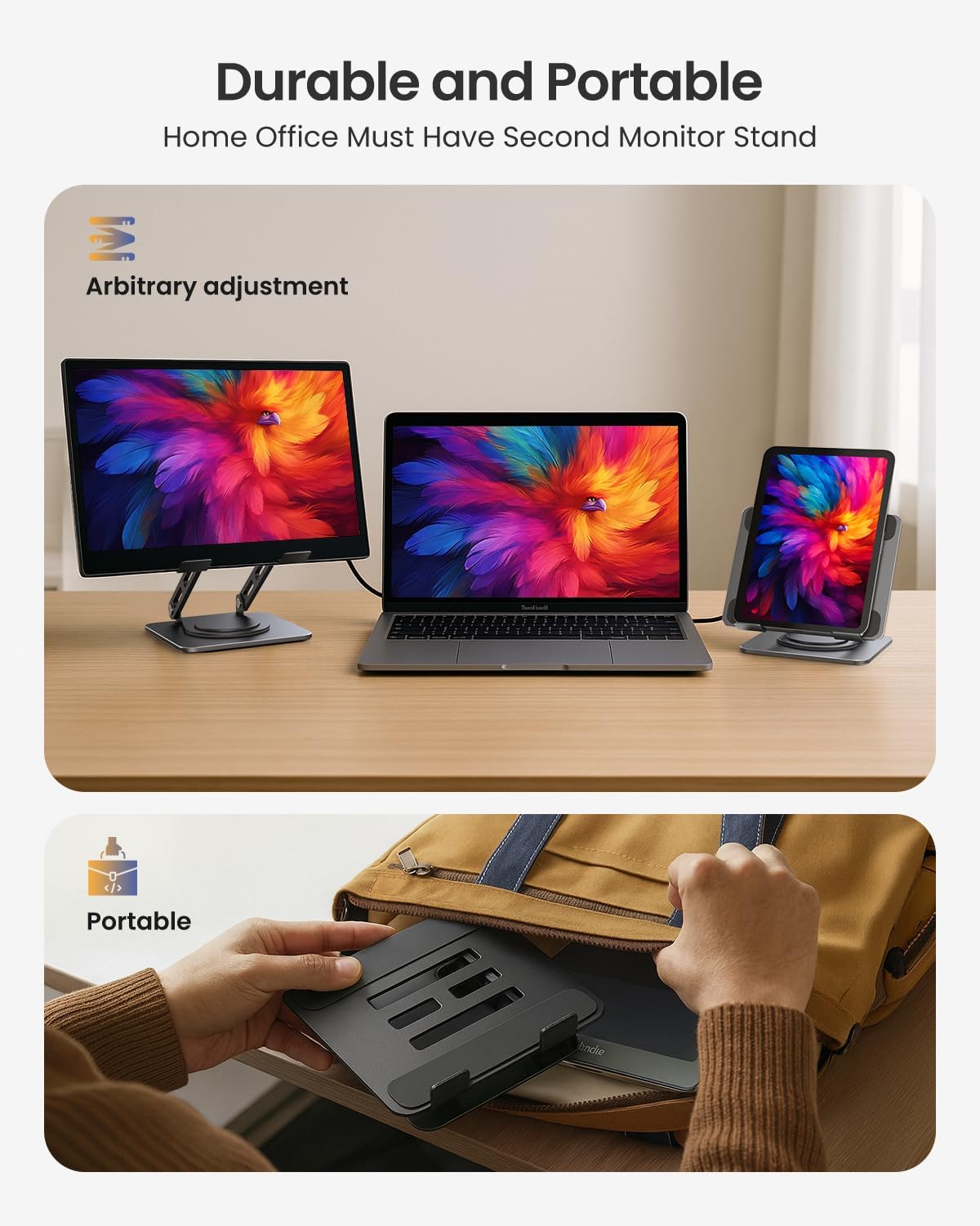 Adjustable Tablet Stand, 360 Rotating iPad Stand with Heavy-Duty Base