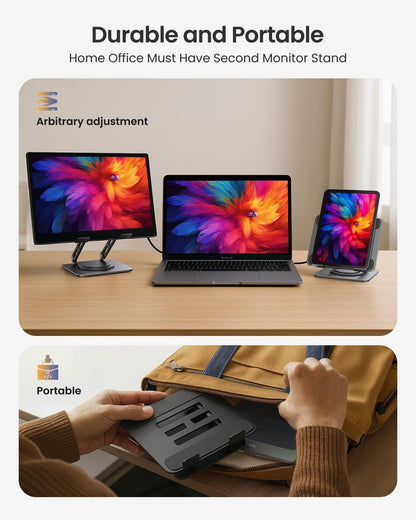 Adjustable Tablet Stand, 360 Rotating iPad Stand with Heavy-Duty Base