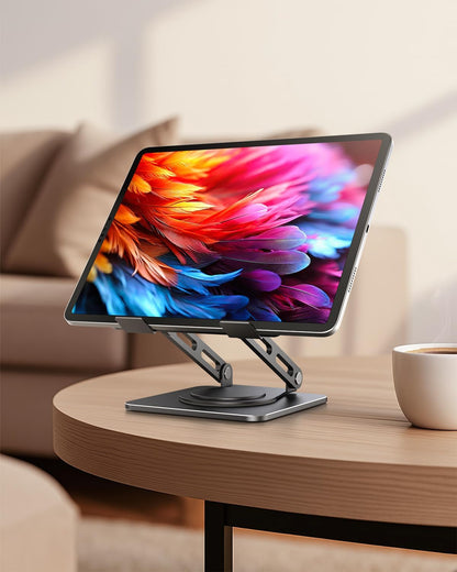 Adjustable Tablet Stand, 360 Rotating iPad Stand with Heavy-Duty Base