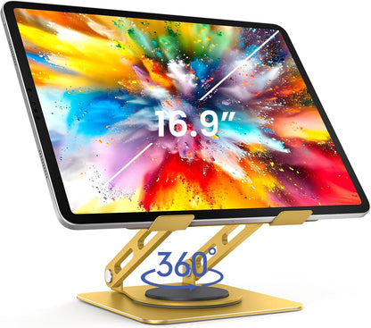 Adjustable Tablet Stand, 360 Rotating iPad Stand with Heavy-Duty Base