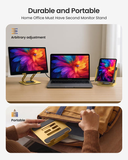 Adjustable Tablet Stand, 360 Rotating iPad Stand with Heavy-Duty Base