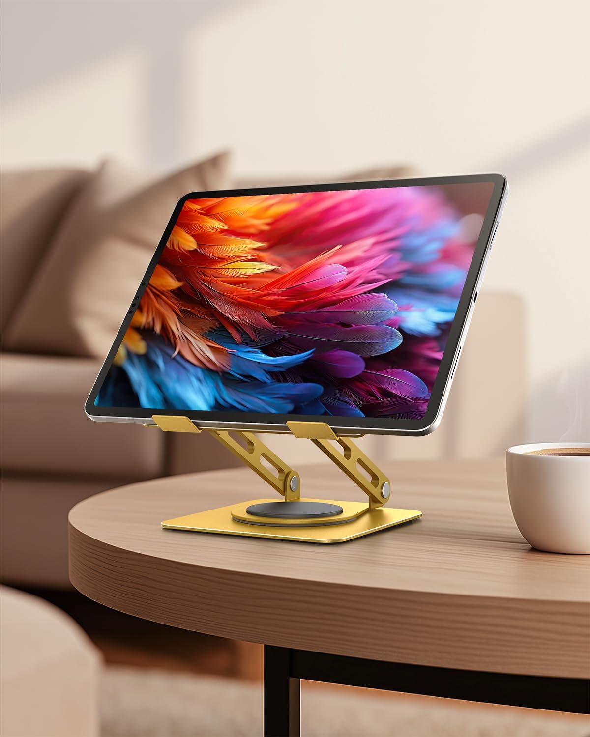 Adjustable Tablet Stand, 360 Rotating iPad Stand with Heavy-Duty Base