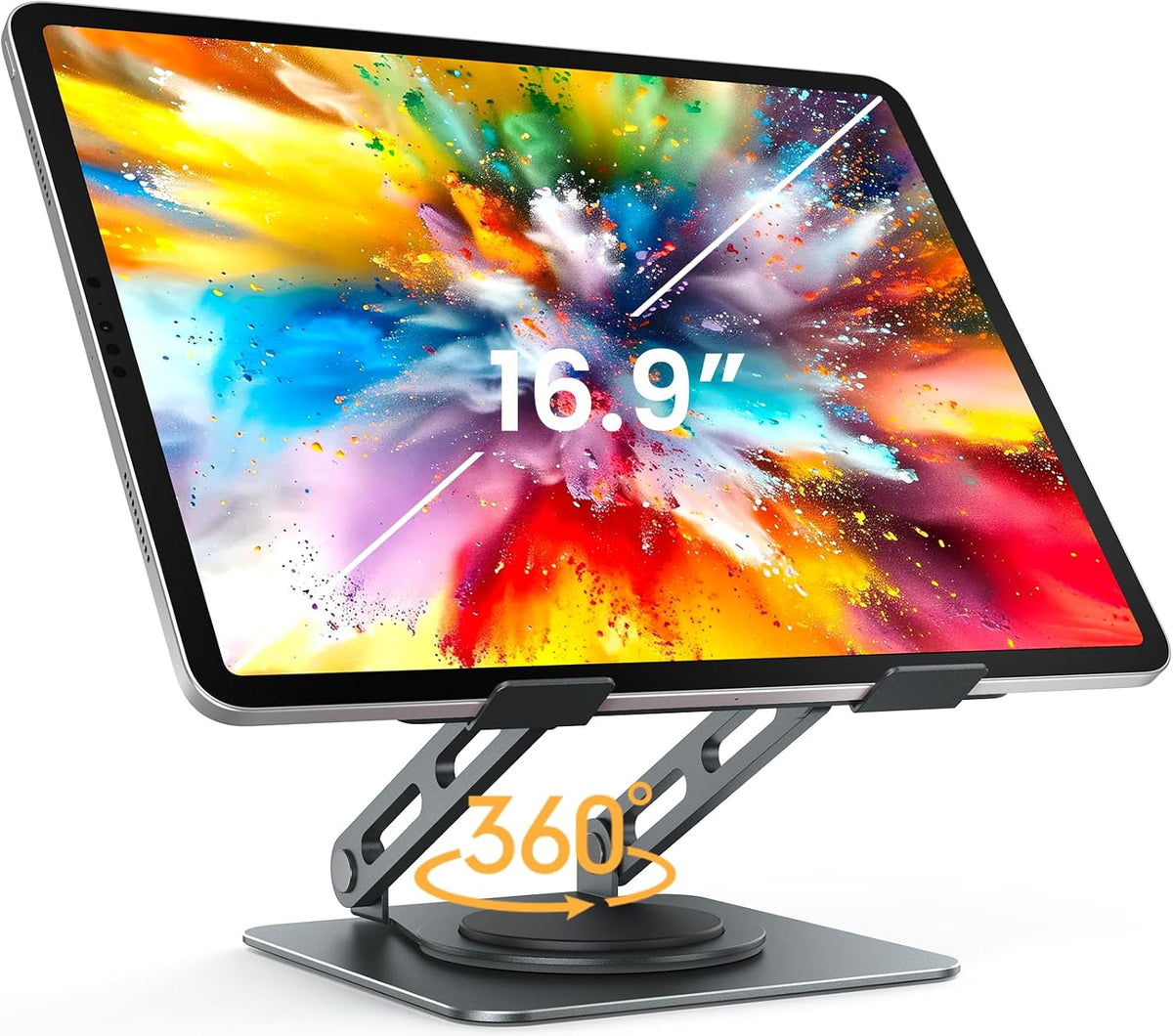 Adjustable Tablet Stand, 360 Rotating iPad Stand with Heavy-Duty Base