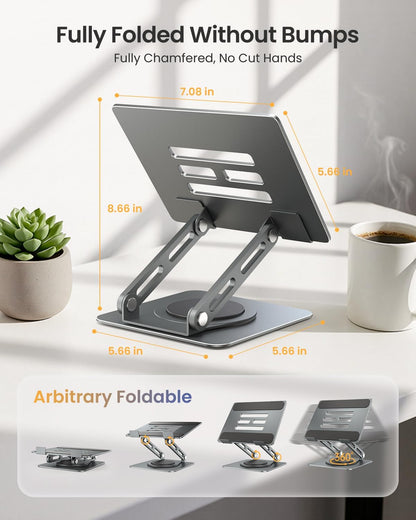 Adjustable Tablet Stand, 360 Rotating iPad Stand with Heavy-Duty Base