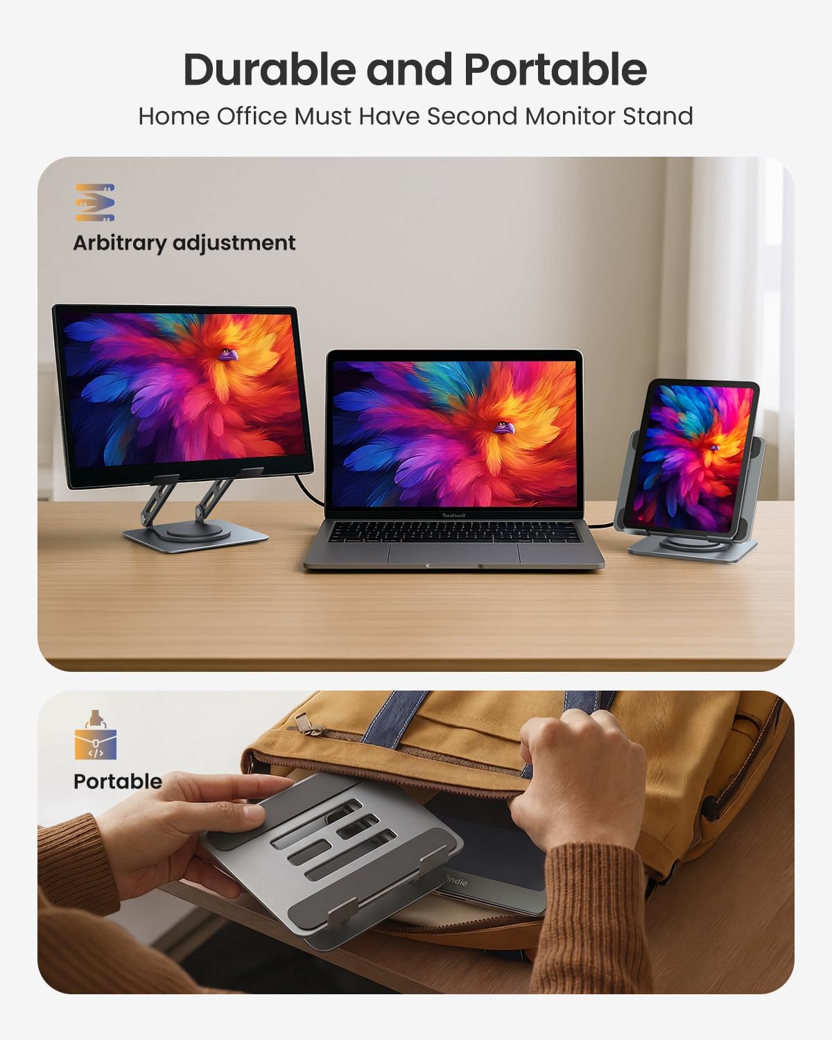 Adjustable Tablet Stand, 360 Rotating iPad Stand with Heavy-Duty Base