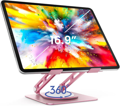 Adjustable Tablet Stand, 360 Rotating iPad Stand with Heavy-Duty Base