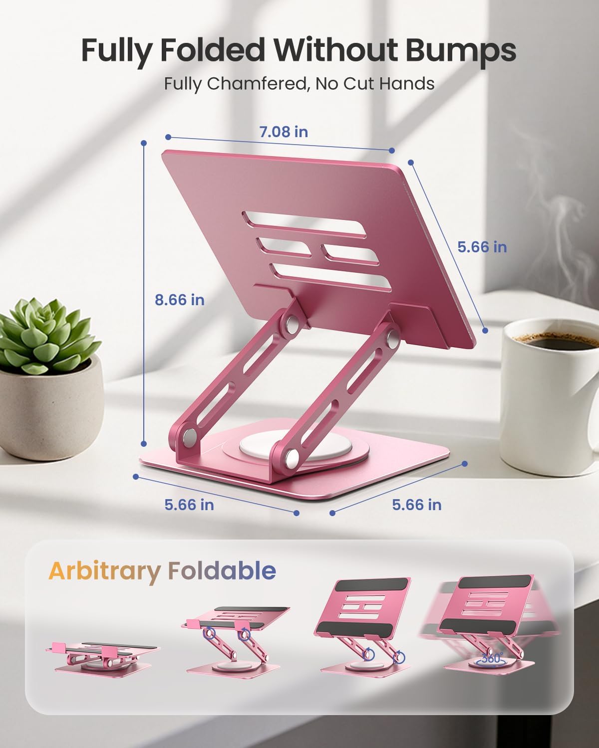 Adjustable Tablet Stand, 360 Rotating iPad Stand with Heavy-Duty Base