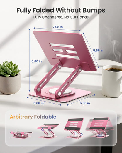 Adjustable Tablet Stand, 360 Rotating iPad Stand with Heavy-Duty Base
